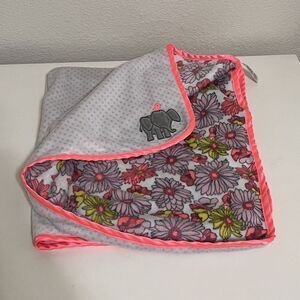 Just One You Carter's Floral Polka Dot Elephant Baby Blanket Lovey Lovie Neon